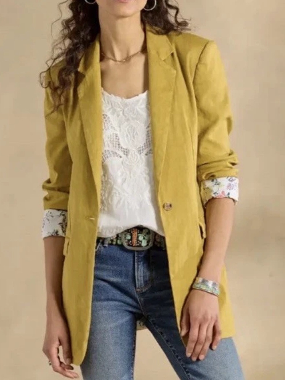 Sundance Quinn Womens Linen Blend Blazer Jacket size M